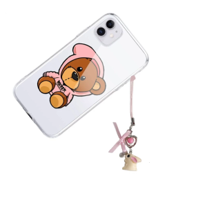 Cute Heart Phone Charm Fashion Flower Bowknot Rabbit Keychain for Girls Women Phone Strap Backpack Charm Keychain