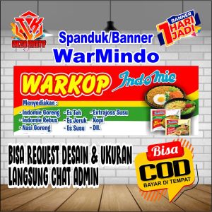 Spanduk Banner Warmindo Warung Indomie Free desain Bisa Ganti nama Bisa kastem sesuai keinginan