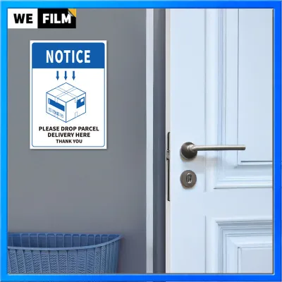 PLEASE DROP PARCEL DELIVERY HERE Sign Sticker Waterproof PVC Label Sila Letak Bungkusan Parcel Drop
