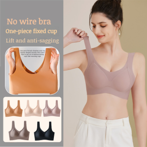 Womens thin bra antisagging fixed cup nonmarking large breasts show bras