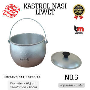 kastrol liwet bintang satu ukuran no 8 kapasitas 2 liter kastrol aluminium tebal