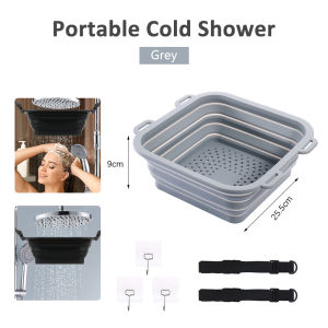 Silicone Rain Shower Ice Bath Tub Bucket for Shower Portable Foldable Hanging Ice Bath Barrel Rapid Cooling Cold Water Ice Shower Attachment