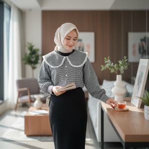 CARLINA - Rania Blouse Kemeja Renda Bordir Atasan Kotak Wanita