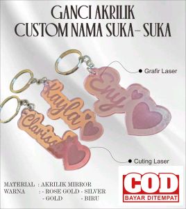 JAYA GANCI NAMA CUSTOM GANTUNGAN KUNCI BEBAS RIQUEST NAMETAGE AKRILIK