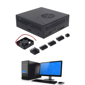 N506 Metal Enclosure Box for Orange Pi 5 5B with Cooling Fan Heatsinks Supports M2 NVMe SSD 2280 and External