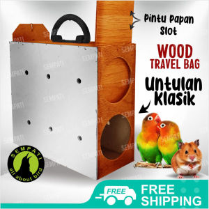 SEMPATI Kotak Kayu Classic Untuk Bawa Burung Hamster Sugar Glider Gecko Hewan Traveling Berpergian Jinjing Tas Kayu  Travel 2 Pintu KTBIRD