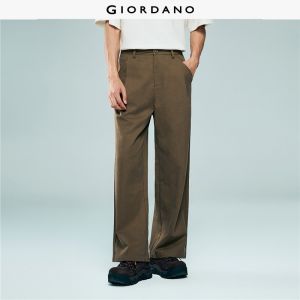 Giordano Men Mid rise pleated straight pants Free Shipping 18116716