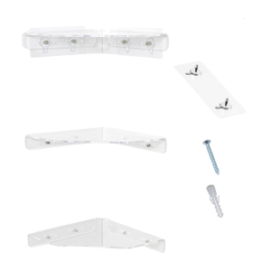 3ชิ้นชุดยึดผนังชั้นวางอะคริลิคความเสียหายปลดปล่อยลอยกล่องเก็บชั้นวางเข้ามุมร่วมสมัย