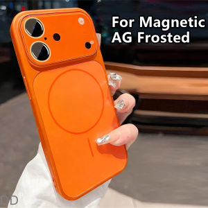 Matte Glass Magnetic Case For iPhone 16 13 14 15 Pro Max 17 Pro Max Air For Magsafe Wireless Charging Candy Color Shockproof Back Cover