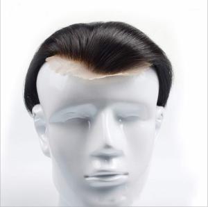 TSE Men Wig Piece Real Hair Made Hand-woven Breathable Mens Wigs Piece Pad Covering Top Head Hair Replacement JM1055/RW80