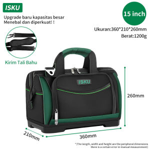 ISKU Tool Bag Besar 20 inch 1680D Kain Oxford Tas Perkakas Anti Air Tool Bag Perkakas 16-20 inch Tas Alat Pro