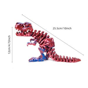 SIDSI Miệng Lớn Khủng long pha lê in 3D Pha Lê Có thể xoay Khủng long bạo chúa in 3D Tượng khủng long ghép nối di chuyển được Khớp nối Đồ chơi khủng long khớp nối 3D Quà Tặng trẻ em
