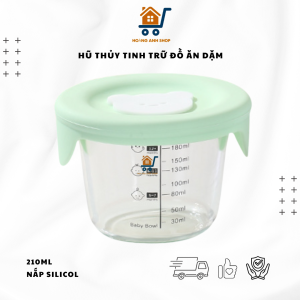 Hũ Thủy Tinh Trữ Đồ Ăn Dặm Cho Bé 210ml Hộp Trữ Đông Có Nắp Silicon Kín Khít Chia Vạch ML