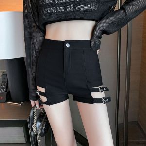Women Shoes Summer New Large Size Korean Version Design Sense High Waist Strap Thin Wide Leg Shorts Women Casual Pants