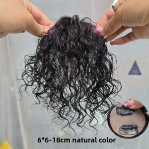 【B.Q】Natural Hair 6*6-18cm Women Human Hair Curly Hair Topper Small Invisible Hairpiece