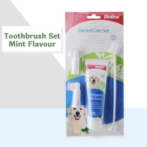 Bioline Pet Dental Care Set Toothbrush and Toothpaste Set Pet Dog Toothpaste 100g