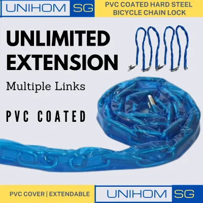 💥UnihomSG💥 Steel Chain 1.8M Bicycle Lock Chain With Or Without Lock PVC Coated Unlimited Extend | Bike Motorcycle Gate Etc.