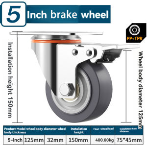 (3" 100kg 4" 130kg) Double Ball Bearings Wheel Universal Swivel Pp+Tpr Foot Wheel Core Push Cart Wheel