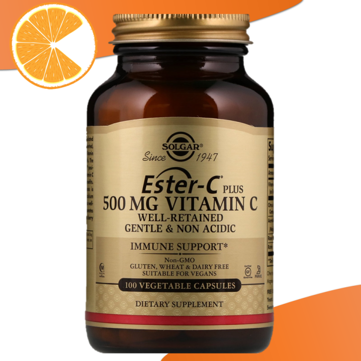 Solgar Ester C 500mg 100 Vegetarian Capsules Non Acidic Vitamin C ...
