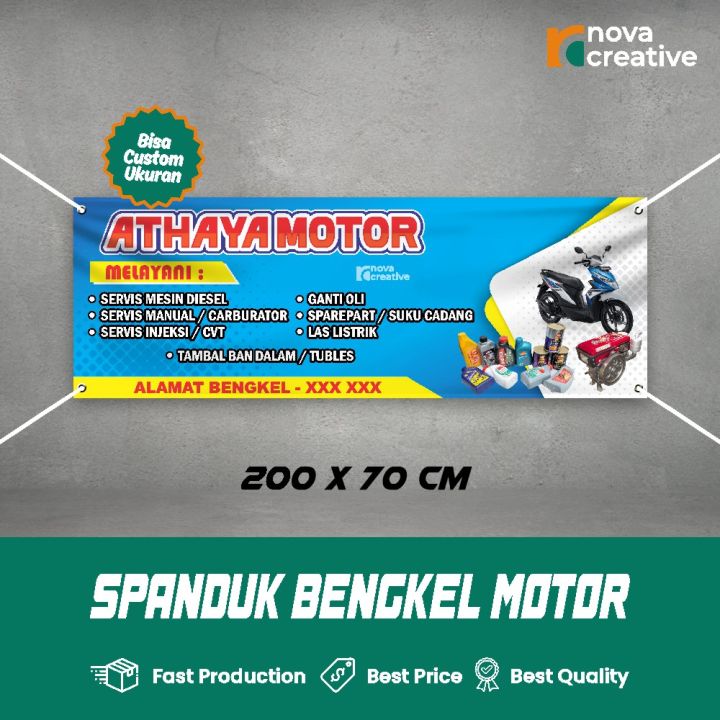 Print Banner Bengkel Motor Dan Onderdil Spanduk Custom Gratis Desain