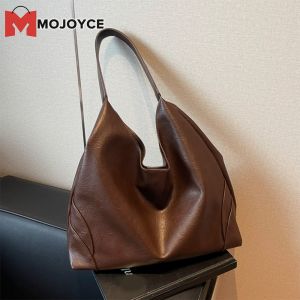 MOJOYCE Slouchy Hobo Bag for Women Multi-pocket Shoulder Bag PU Leather Solid Tote Bag Trendy Underarm Bag for Work Travel