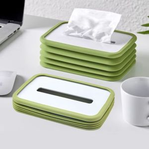 PTPT Silicone Tissue Storage Box Creative Elastic Lifting Towel Dispenser Compressible Foldable Car Paper Case for Bedroom