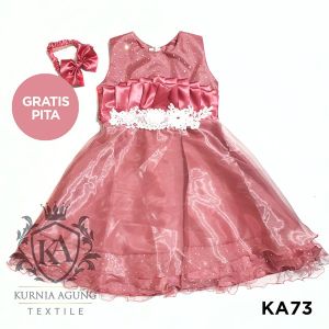 Baju Dress Bayi Perempuan 0 sampai 6 bulan Lucu Korea Import GRATIS Pita Gaun Pesta Baby Mewah Premium Kekinian Terbaru 6 12 bulan KAP73