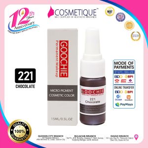 Goochie Permanent Makeup Micro Pigment Cosmetic Color Chocolate 221 15ML/0.5OZ