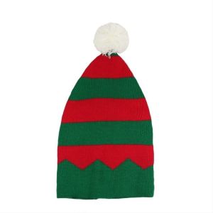 SHIHENG Santa Claus Christmas Knitted Hat Merry Christmas Hat Green Red Striped Hat All-match Warm Santa Beanie Hat Adult