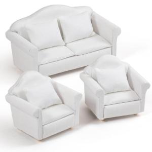 Chi tiết 1/12 sofa vải thiết lập ném gối Thu nhỏ nội thất phòng khách đi văng thiết lập cho crafting và thu