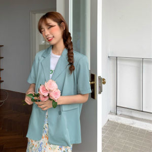 Summer New Large Size Candy Color Thin Loose Short-sleeved Suit Jacket for Women