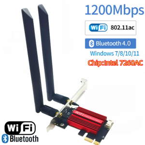 FlyEnjoy 1200Mbps PCI-E WIFI Wireless Network Card Desktop Dual Band antenna 8DB 2.4G 5G PCI e PCIe  2 in 1 WIFI Bluetooth Adapter 7260AC