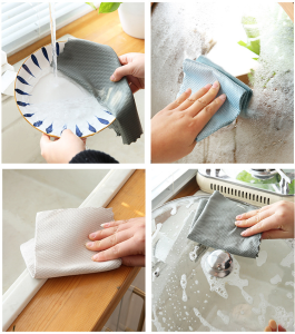 Ready Stock- Multi-Purpose Fish Scale Cleaning Cloth Highly Absorbent Streak-Free Reusable Cleaning Cloths for Kitchen