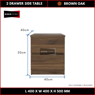 [50CM Tinggi] EsseHome 2 Layer Side Table Beside Table Nightstand Drawer Storage Almari Laci 2