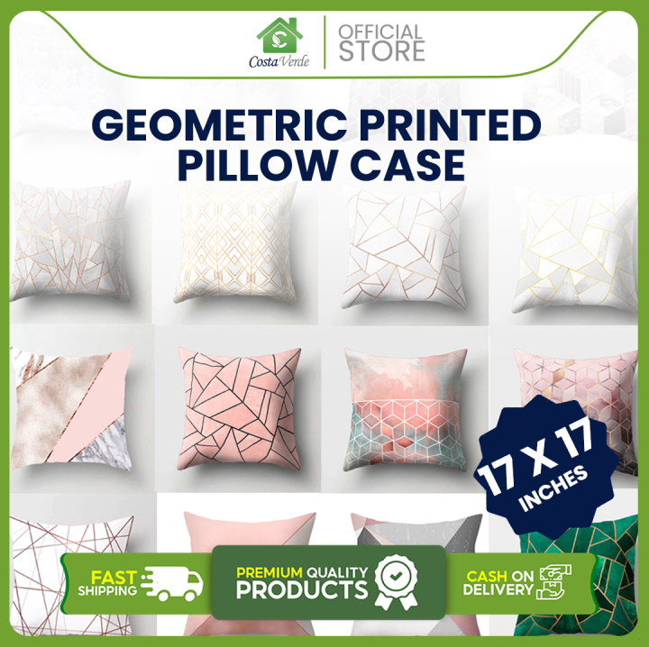 Costa Verde 1PC Geometric Printed Pillow Case Stylish 17x17 Inch Cushion  Cover for Home Decor Fashionable Throw Pillow Cover for Sofa, Bed, or