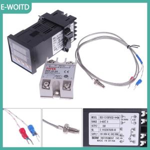 【E-WOITD】 100-240VAC PID REX-C100 Temperature Controller SSR-40A Thermocouple