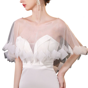 Elegant Lace Trimmed Wedding Shawl Softable Durability Polyester Women Shawl for Ceremonies and Romantics Photo Shoots