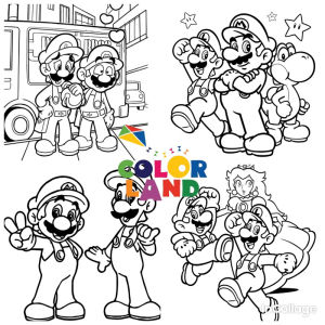 Mario và Luigi - Set 10 Tờ Tranh Tô Màu Kích Thước A4 A5 Dành Cho Màu Sáp Màu Chì - TRANH TÔ MÀU COLOR LAND