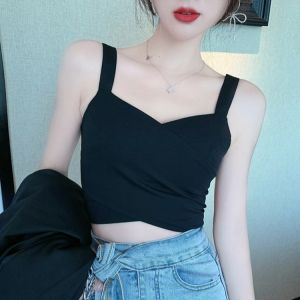 เสื้อสายเดี่ยวแฟชั่น สายเดี่ยวไหมพรม ทรงหรูหรา สไตล์เซ็กซี่ 8737