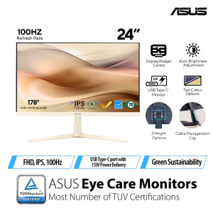 ASUS VU249CFE 23.8" & VU279CFE 27" Eye Care Ultra Slim Gaming Monitor – FHD (1920 x 1080) IPS 100 Hz 1ms USB-C