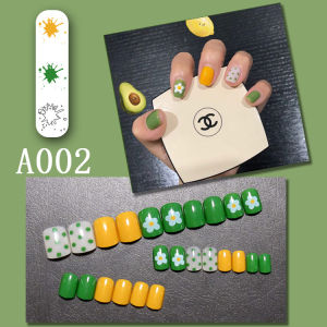 KUKU 4 - 24 Pcs Kuku Palsu Pendek Tahan Air Fake Nails Art Tahan Lama Free Lem Jelly
