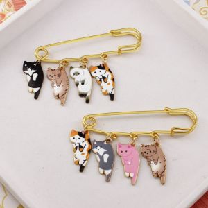FIRST SONG Alloy Kawaii Enamel Cat Brooch Lapel Pin Electroplate Cute Korean Style Man