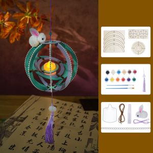 DYJKOUG mid autumn festival lantern 灯笼中秋节 Handmade Mid-Autumn Festival Lantern DIY Material Bag Rabbit Design Rabbit Lantern Festival Gift Glowing Bunny Handmade Lamp Mid-Autumn Festival