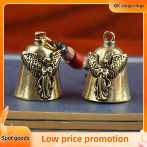 ✨QK shop✨ Vintage Vintage Brass Bell Wings Decoration Guardian Bell Keychain Angel Relief Hanging Decor