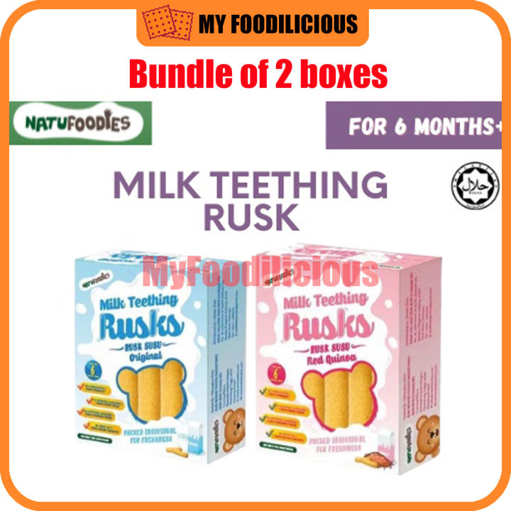 Teether Rusk Natufoodies Baby Milk Teething Rusks Cracker 90g 6 Months Rusk Susu ...