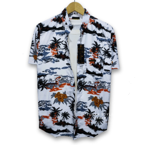 Kemeja Pria Motif Pantai / Kemeja Surfing Hem Kasual Lengan Pendek / Baju Kemeja Motif Pantai