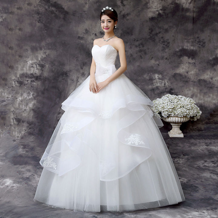 Gaun pengantin Luxury Crystal Wedding Dresses Long Tail Ball
