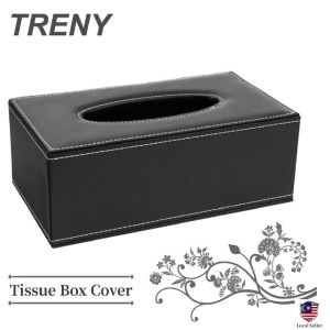TRENY【Ready Stock】Modern European-style Simple Black Pattern Tissue Box Hotel Paper Box Light Luxury Business Office Dining Room Living Room Creative Leather Tissue Box