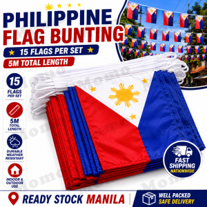 MOMO Fiesta Decoration Philippine Flag Bunting Banner 15 Flags 5M Party Supplies Celebration Decor Outdoor Event Decoration Barangay Decoration Ready Stock Manila
