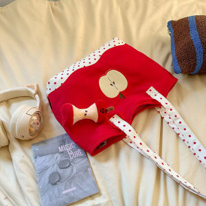 CINVAI&KROZE กระเป๋าถือลายโปล์คอดอท พื้นผ้าใบ มีความจุมาก สำหรับใช้งานประจำวัน